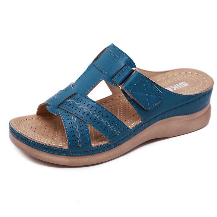 ladies sandals 2021 plus size 43 summer comfortable hollow out closed toe velcro sandals high quality platform slippers woman