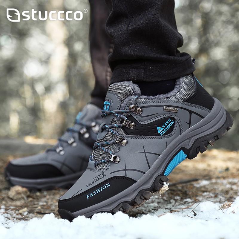 Men Winter Snow Boots Waterproof Leather Sneakers Super Warm Men Platform Boots Outdoor Male Hiking Boots Work Shoes Plus Size