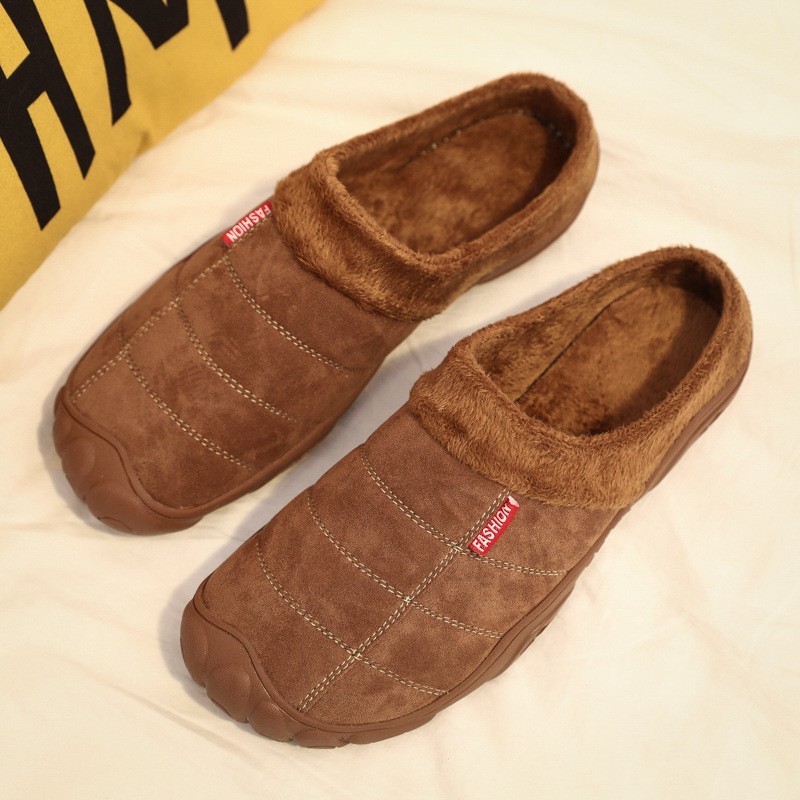 ZYYZYM-Men's Plush Slippers, Fall/Winter, Warm, Fashionable, Lightweight, Indoor, Semi-trailer, Cotton, Large 39-46 EUR