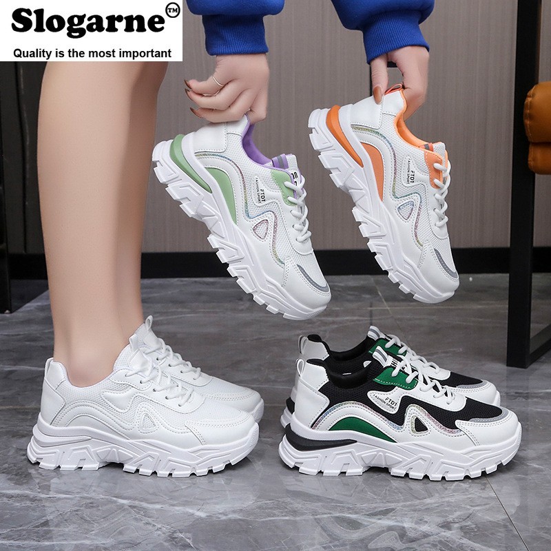 Women's Spring Autumn Thick Sole Sneakers Woman PU Mesh Casual Sneakers Breathable Running New Women's Shoes Vulcanize