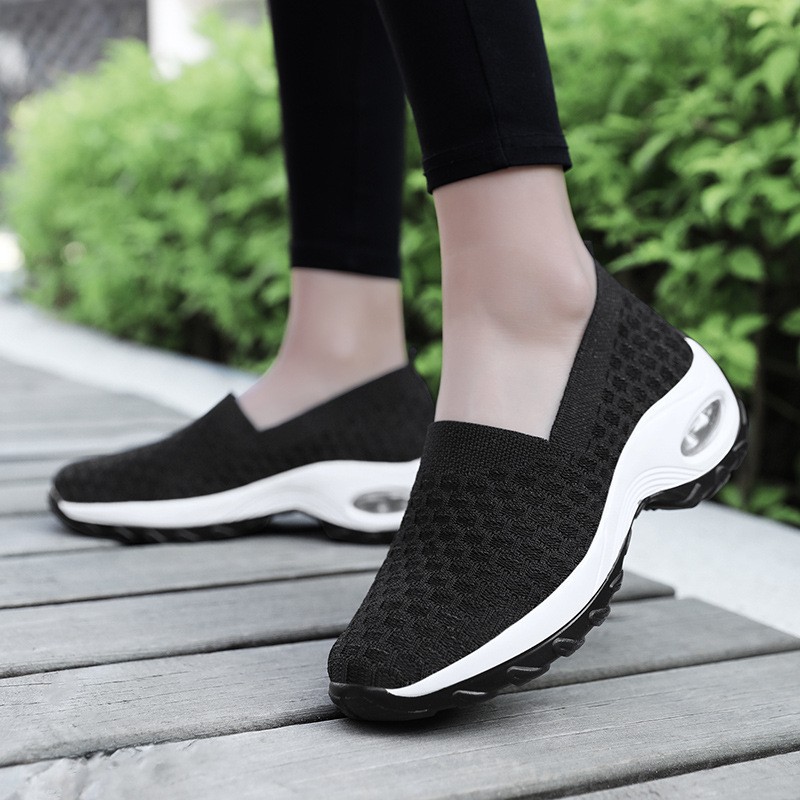 Ladies Breathable Lazy Shoes Comfortable Air Cushion Shock Absorbing Sneaker Outdoor Casual Shoes