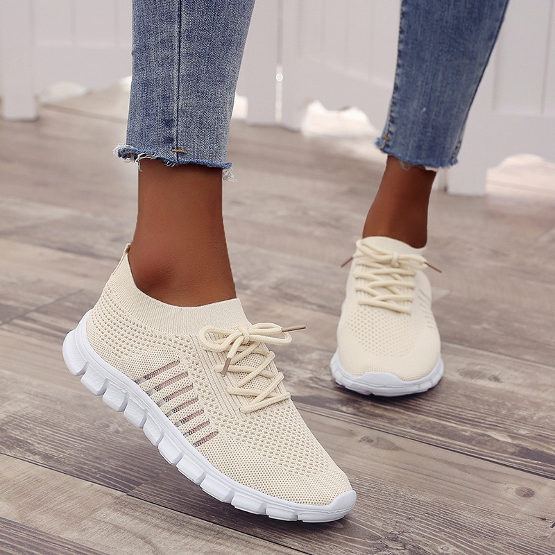 Women's Socks Sneakers Flying Fabric Flat Casual Light Breathable Mesh Student Running Shoes