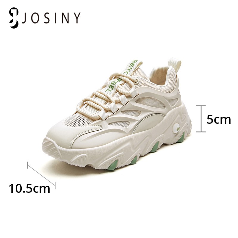 JOSINY Women's Sneakers Women's Sneakers Fashionable Girls Breathable Thick-soled Beige Gray Sneakers