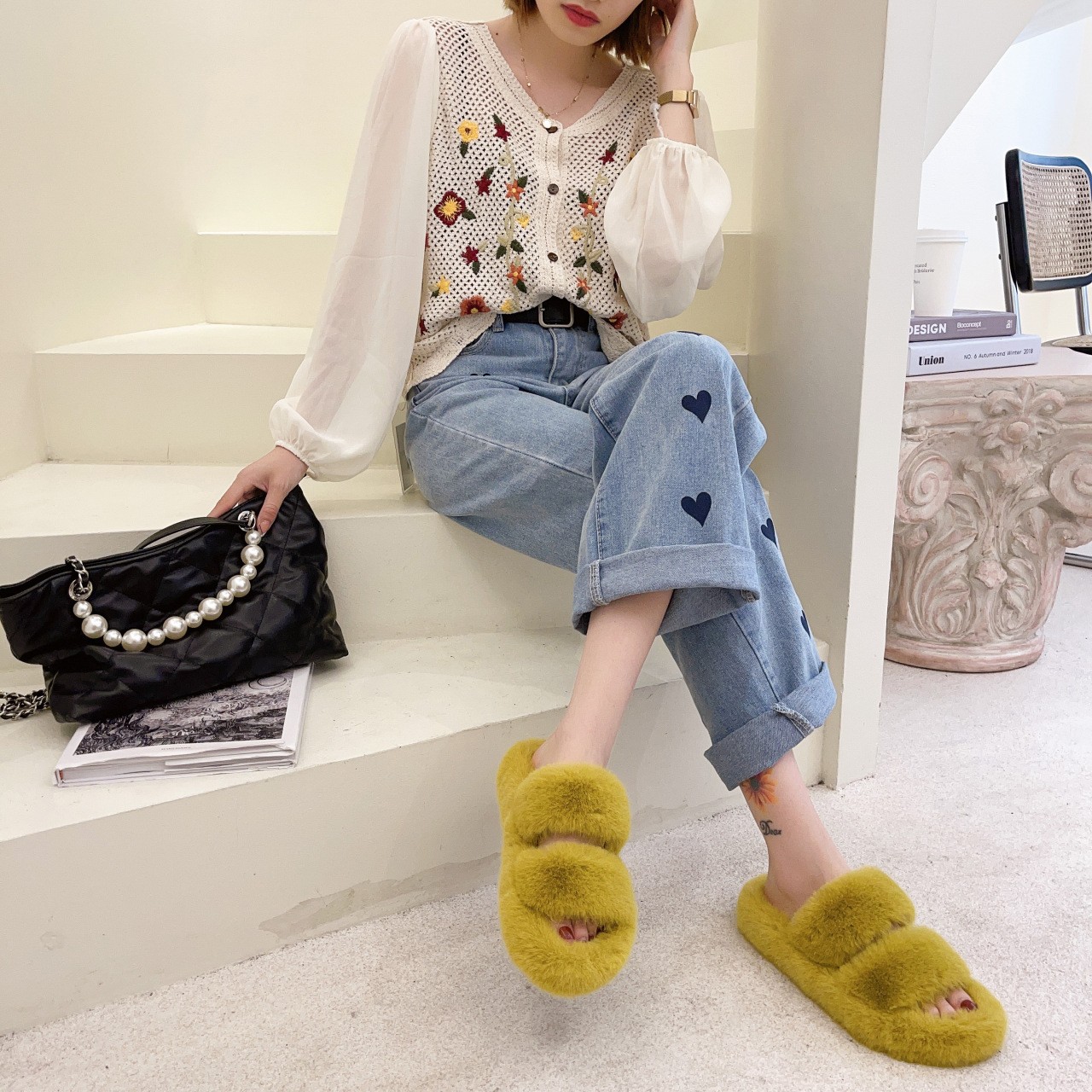 Home Slippers Women Winter Slippers Female Plus Size 42 Flat Bottom Indoor Keep Warm Flip Flop Spring And Autumn Women's Shoes