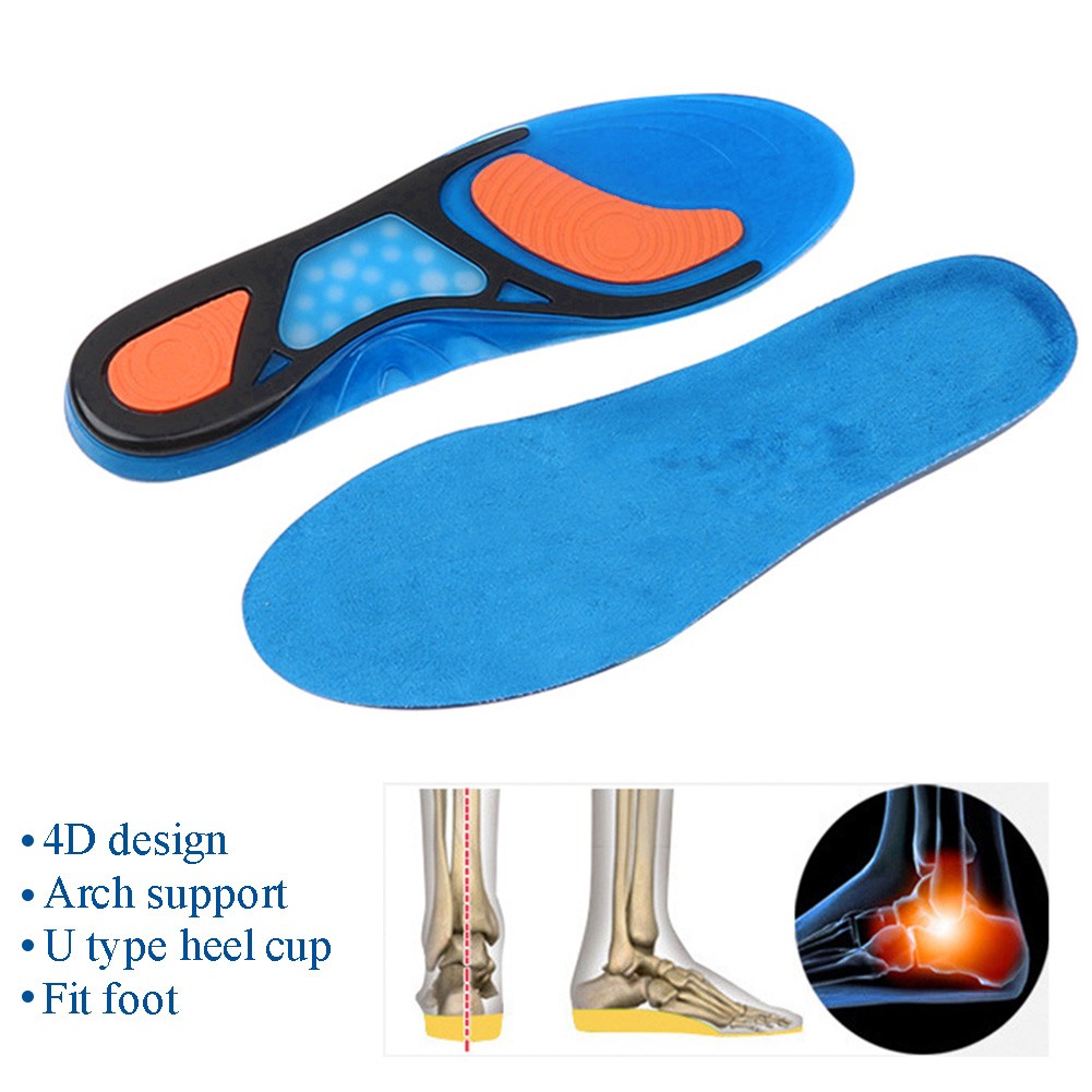 Unisex Basketball Silicone Deodorant Insoles Absorb Sweat For Plantar Fasciitis Flexible Soft Sports Shock Absorption Non-slip