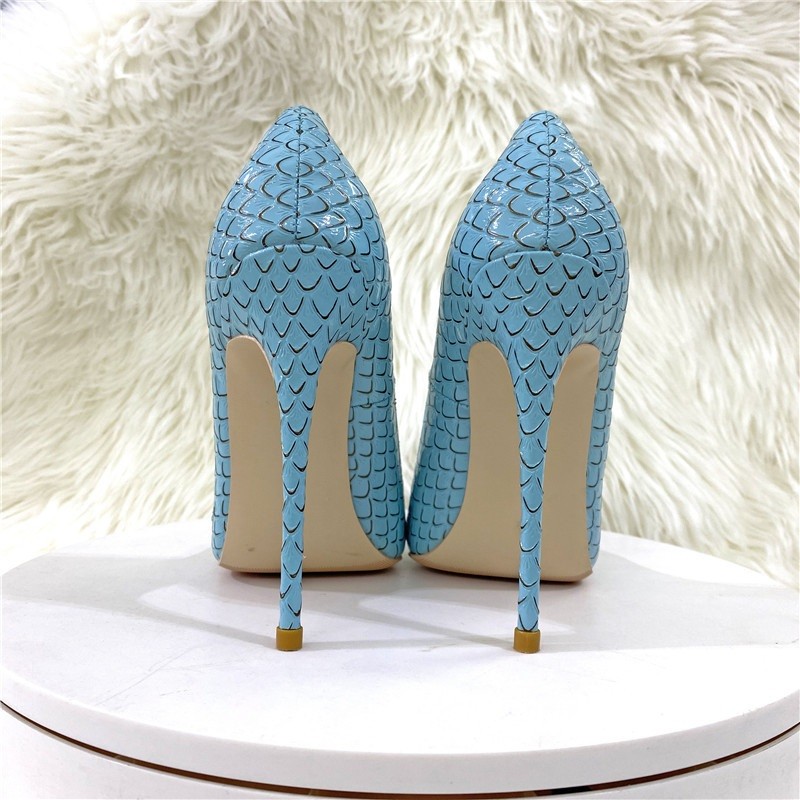 Spring snakeskin pattern pointed toe soft leather shallow stiletto work shoes party dress all-match large size women's shoes