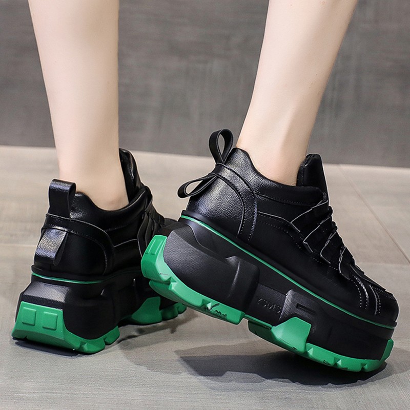 Lucifer High Platform Sneakers For Women Spring Autumn 8cm Chunky Heels Casual Shoes Woman Lace Up Vulcanized Shoes Female 2022