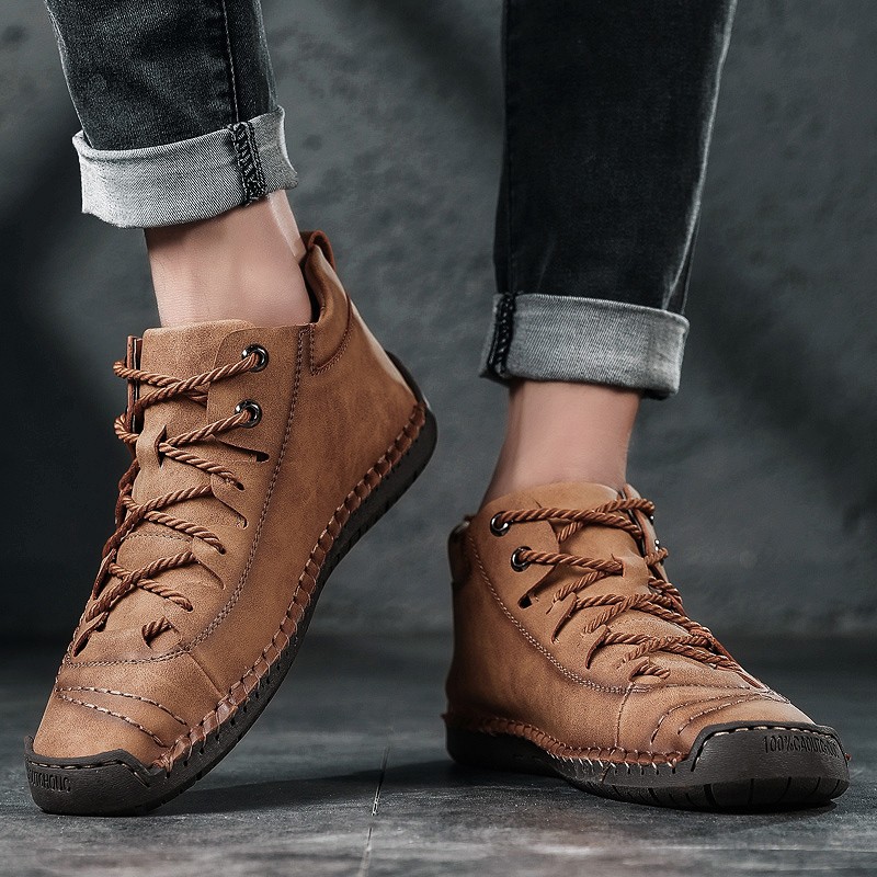 2021 New Men's Mid Top Fashion Comfortable Shoes Spring Autumn Lace-up Casual Male Shoes Handmade Classic Sale Classic Flats