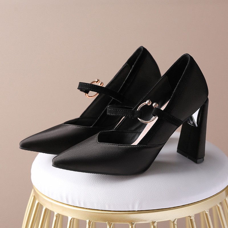 Sexy Women Pumps Black Rome High Heel Shoes Ladies Satin Fashion Pointed Toe Heels Wedding Party Woman Formal Shoes Big Size 46