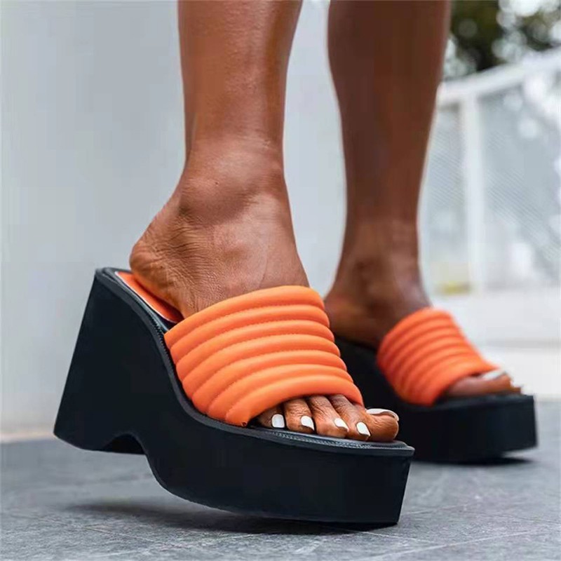 platform flip flops women ultra high waterproof table summer slippers 2022 new wedges fashion slides catwalk street shot sandals