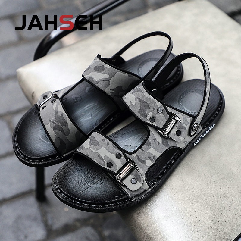 Brand New Men Summer Shoes Big Size 38~46 Camouflage Sandals Men Open Toe Beach Shoes Buckle Strap Soft Leather Sandals