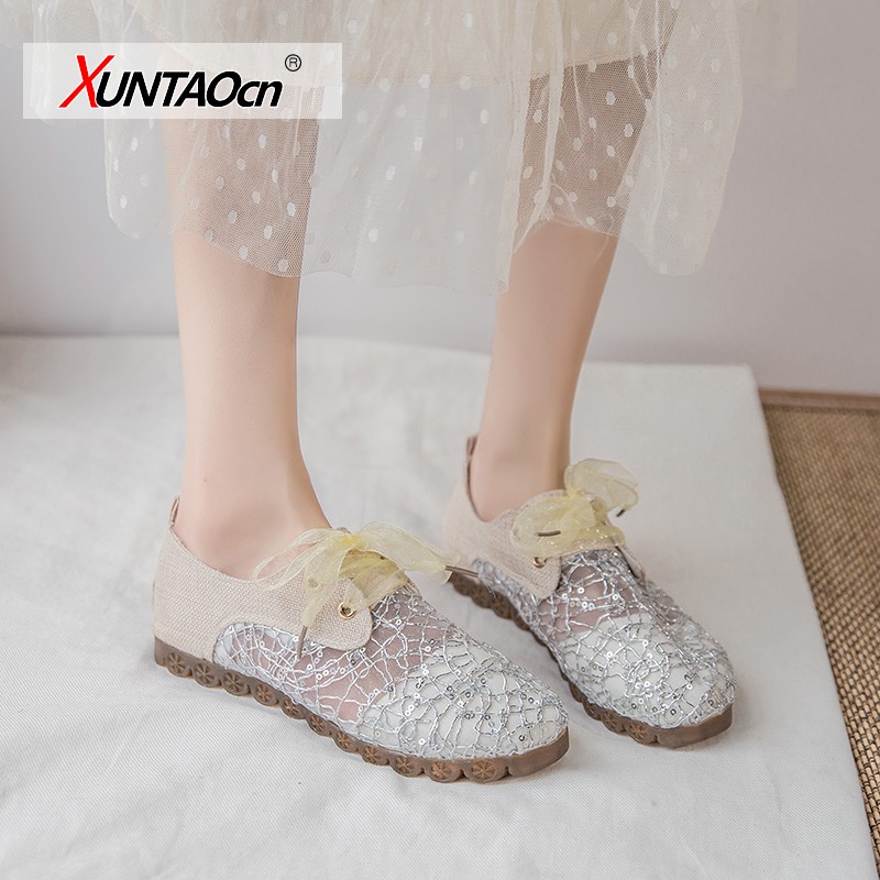 Women's canvas shoes summer 2021 new Korean style all-matching flat shoes mesh surface breathable shoes casual soft sole shoes