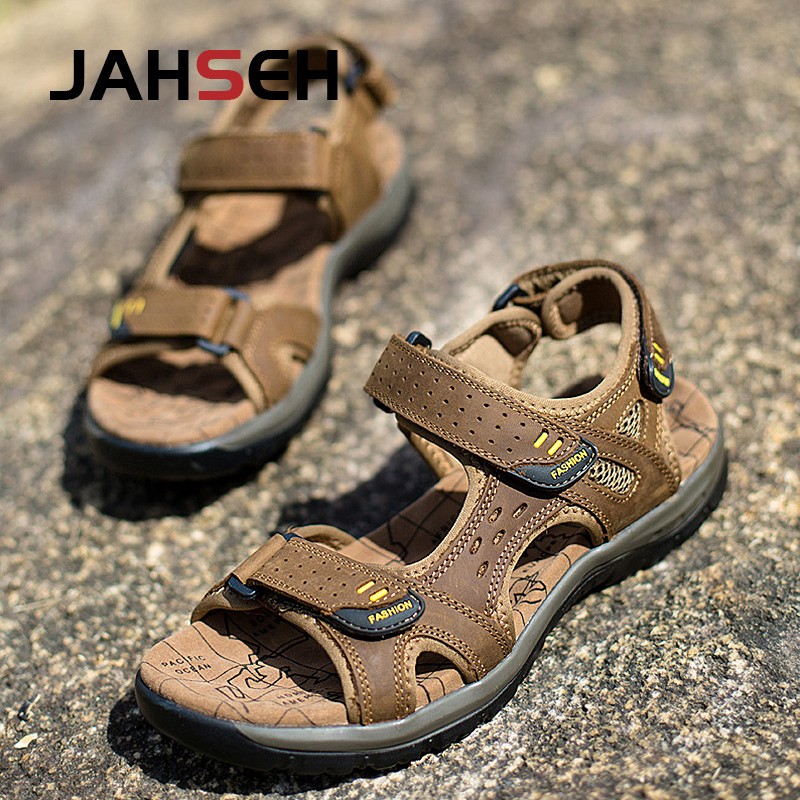 Hot Sale New Fashion Summer Leisure Beach Men Shoes High Quality Genuine Leather Sandals Big Yards Men Sandals Size 38-48