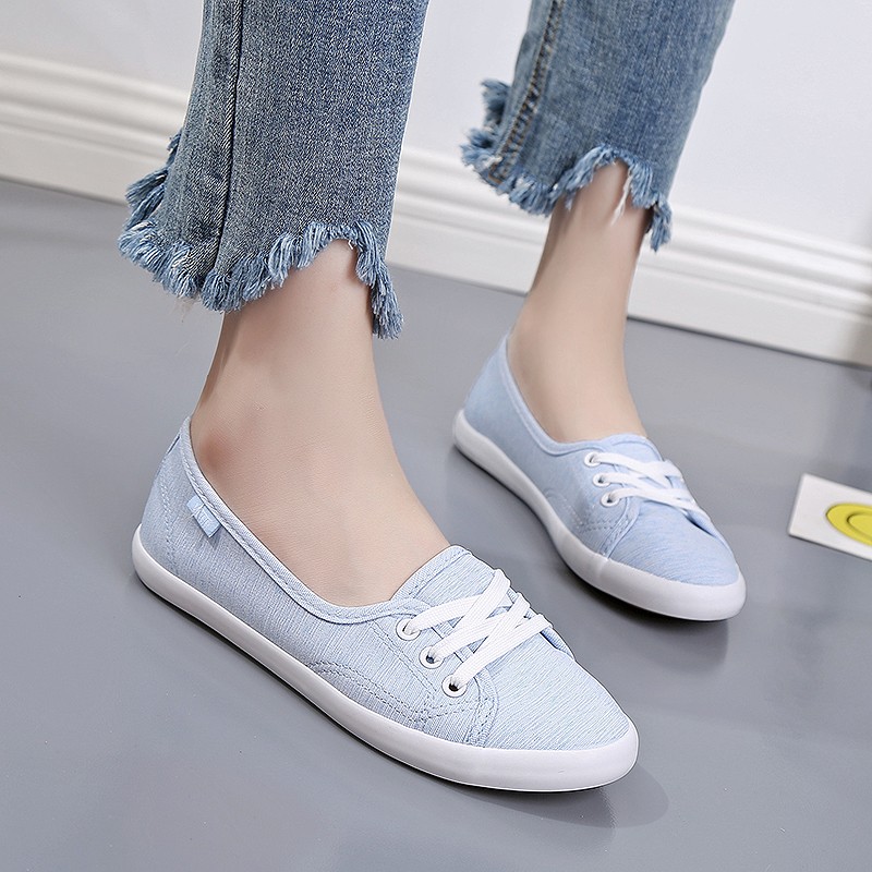 Women Lace Up Canvas Flat Autumn Loafers Female Breathable Solid Comfortable Lazy Shoes Ladies Fashion Sneakers Casual Shoes