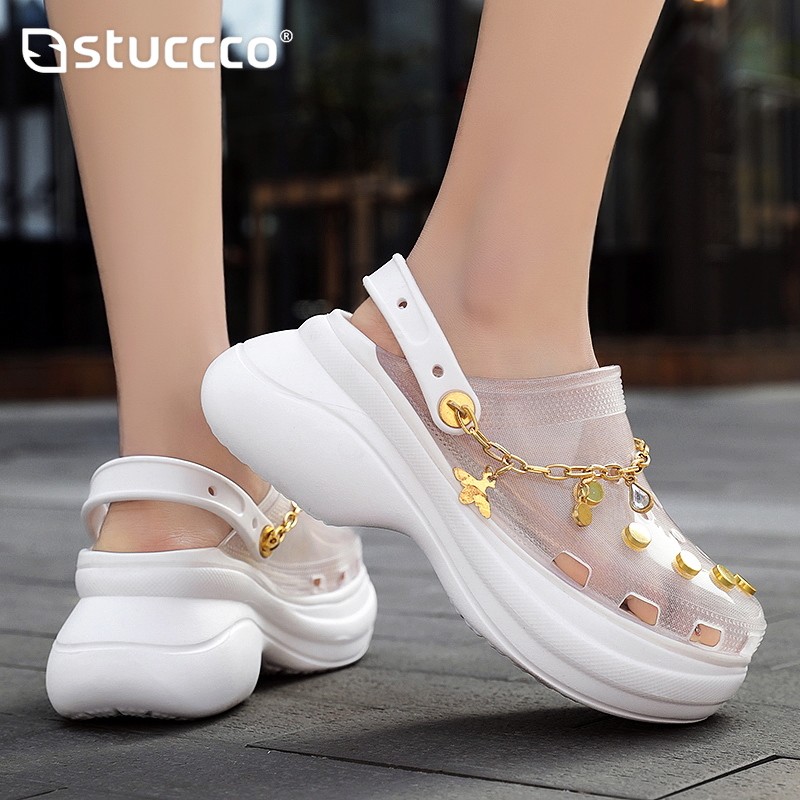 New Clogs Women Sandals Summer Hole Slippers Beach Anti-slip Thick Bottom Outside Increase Wedge Shoes For Women Sandalias Mujer