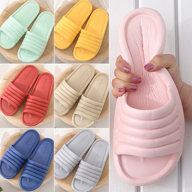 Women Men Unisex Summer Non-slip Slippers Shoes Bathroom Slippers Lovers Sandals Indoor Fashion Home Slippers Floor Flip Flops