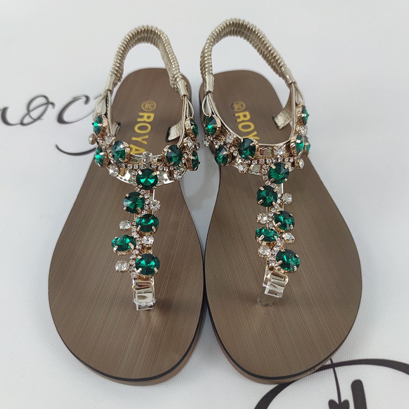 Rimocy T-strap Shiny Rhinestone Sandals Women 2022 Summer Clip Toe Flat Heel Sandalias Woman Crystal Beach Slides Flip Flops