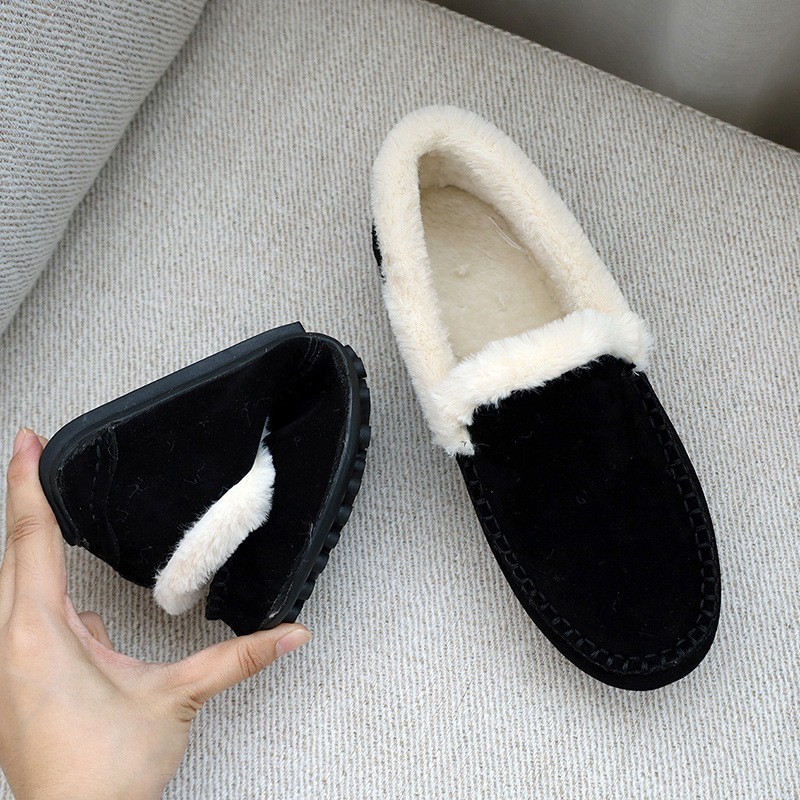 Women 2021 autumn winter new snow boots slip on fur warm soft flat plush add velvet to ladies tendon casual comfortable shoes