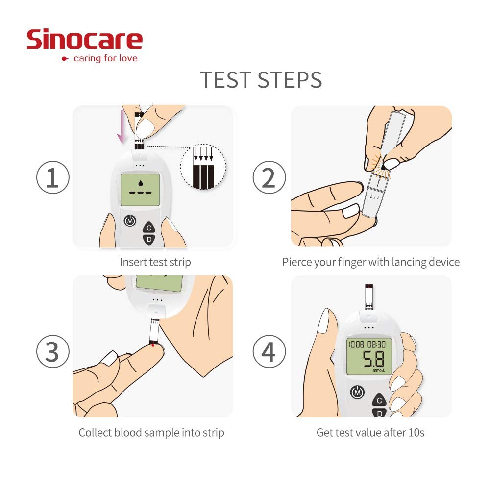 Sannuo Sinocare Blood Glucose Meter Safe-Accu Glucometer Medical Devices Diabetes Tester Blood Sugar Test Strips