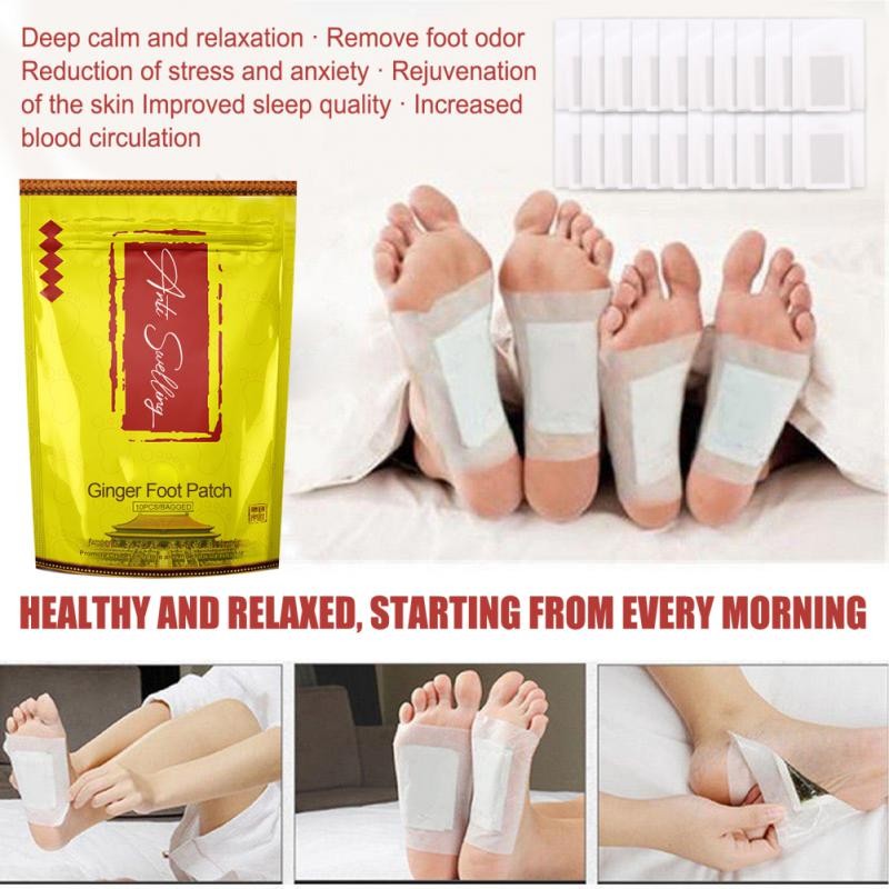 ILHO Ginger Wormwood Detox Foot Patches Deep Cleansing Foot Sticker Anti Swelling Body Detox Detoxification Feet Pad 100-30pcs