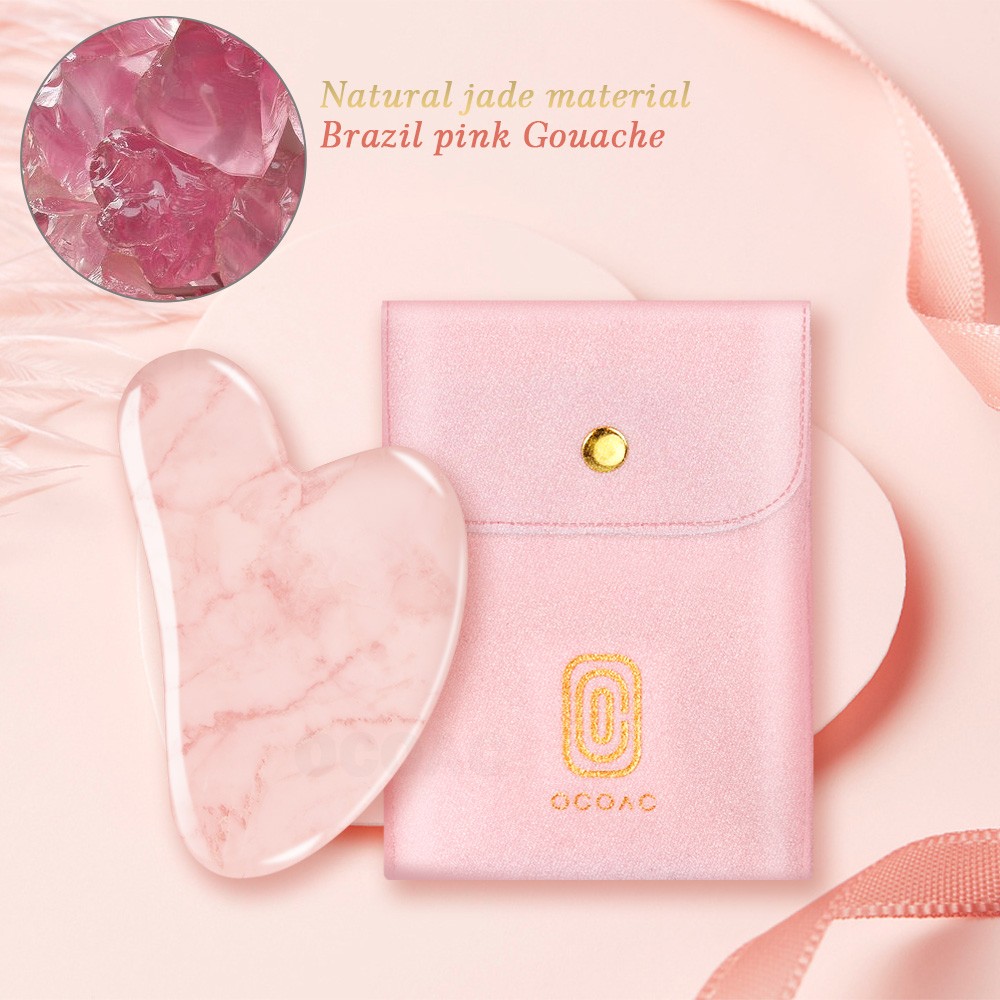 Gua Sha Facial Massager Skin Care Pink Quartz Gouache Scraper With Bag Slimming Beauty Spa Massage Natural Stone Jade