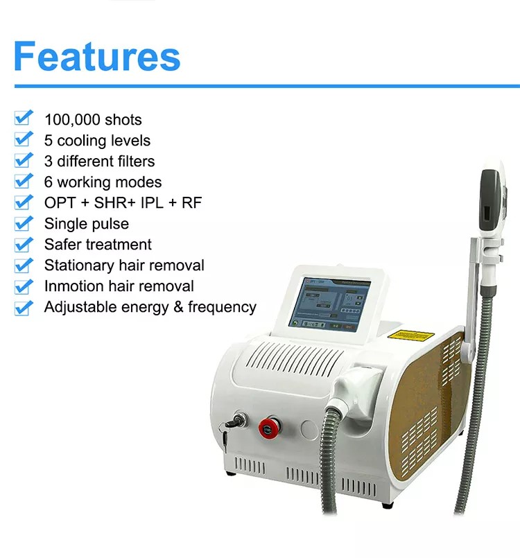 Multifunction OPT SHR IPL Laser Hair Removal Device Skin Rejuvenation Home Use Beauty Language Device And Logo Customization