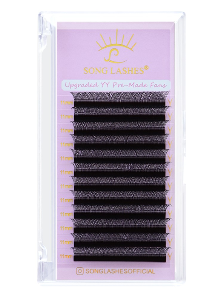 Song Lashes New Premade Fans YY Shape Black Brown Eyelash Extension Tips C/D Curl Fans High Quality