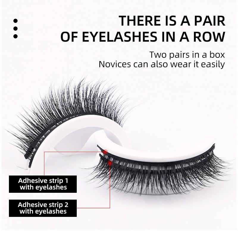 2 Pairs - Reusable Self Adhesive False Eyelashes Glue Free Fake Eye Lashes Easy To Wear Fluffy Eyelash Extension Makeup Tool