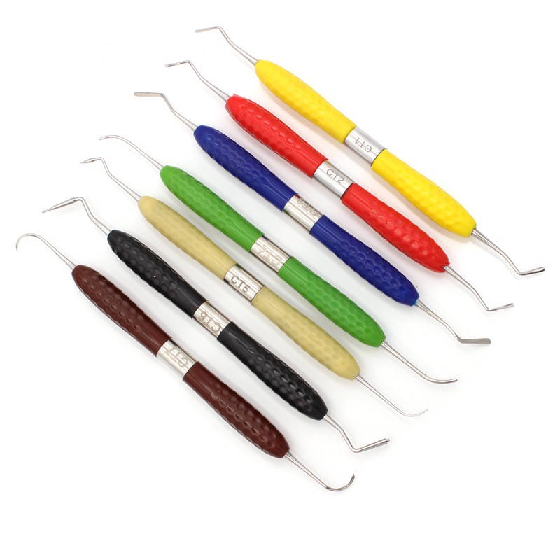 7pcs Dental Resin Filler Aesthetic Restoration Kit Fit For LM Resin Knife Plastic Dresser With Silicone Handle