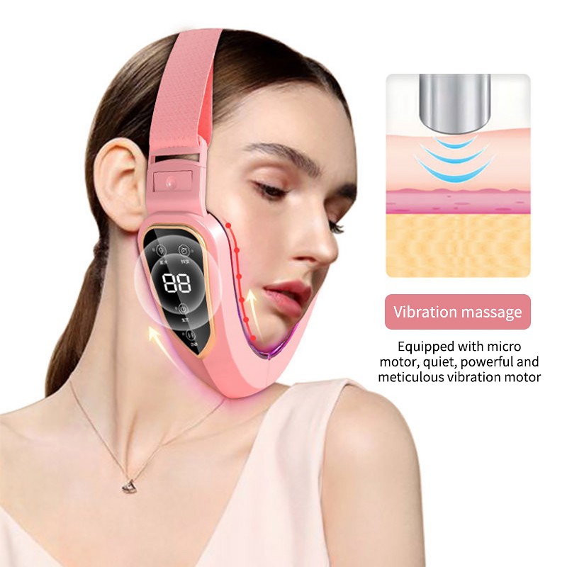 LED Photon Face Massager Vibration Slimming Face Massager Double V Shape Chin Face Lift Cheek Tightening Machine