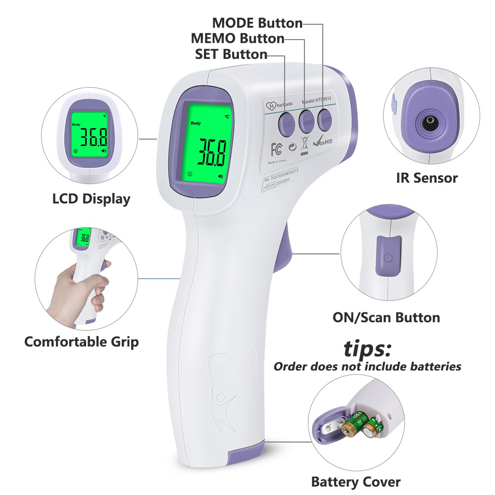 HeTaiDa Digital Infrared Forehead Thermometer Non-contact Body Temperature Measurement Digital Thermometer for Adult and Child 8813