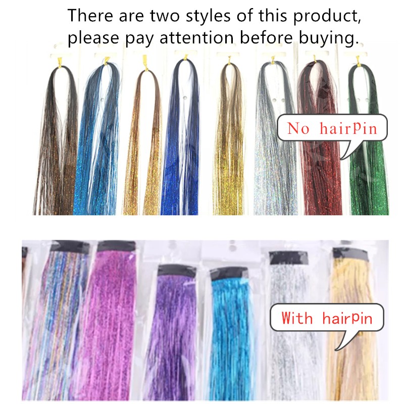 1pc Sparkle Shiny Hair Tinsel Hair Extensions Dazzle Women Hippie For Braiding Headdress Hair Braiding Tools Long 100cm