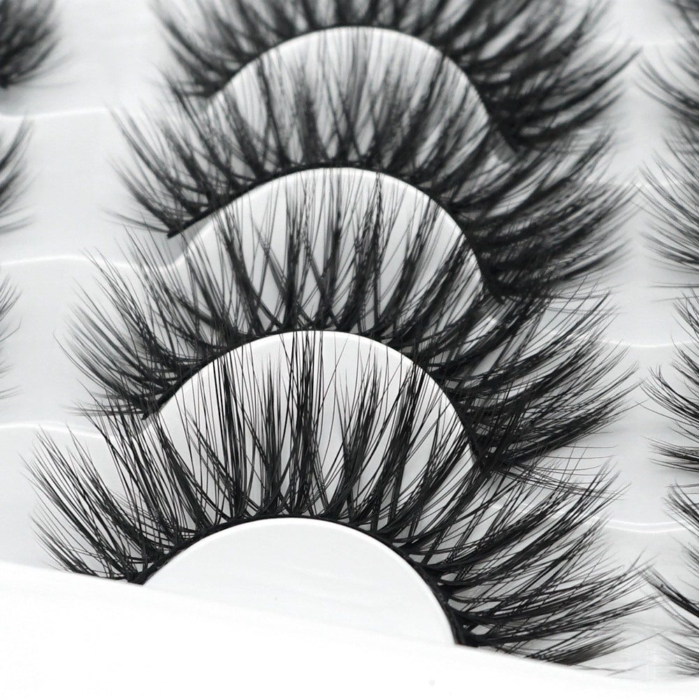 LE 20 Pairs Mink Eyelashes Fashion Handmade Cruelty-Free Soft Wispies 3D Fake Long Eye Lashes Extension False Eyelashes