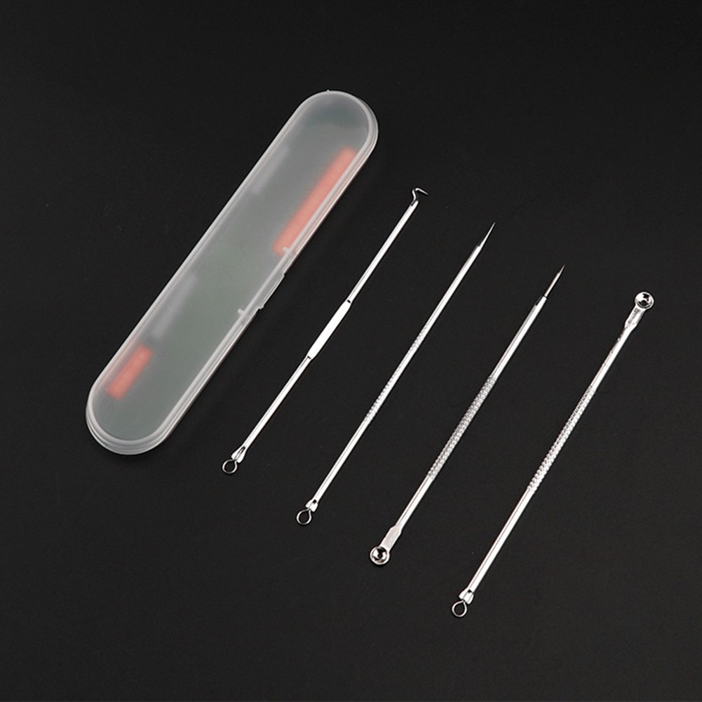 4pcs Durable Practical Acne Needle Kit Stainless Steel Blackhead Blackhead Remover Pore Cleaner Squeeze Tools Spot Cleaning Needle