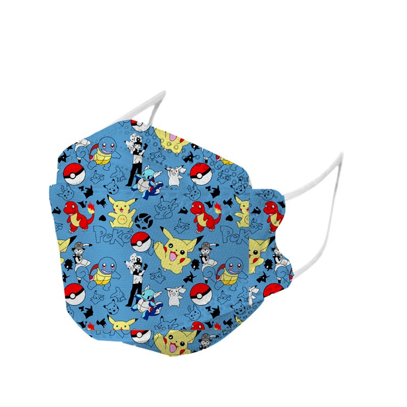 New Children's Pikachu Ffp2 Disposable Mask Four Layer Filter High Efficiency Protection Children Cartoon Pattern Kn95 Mascara