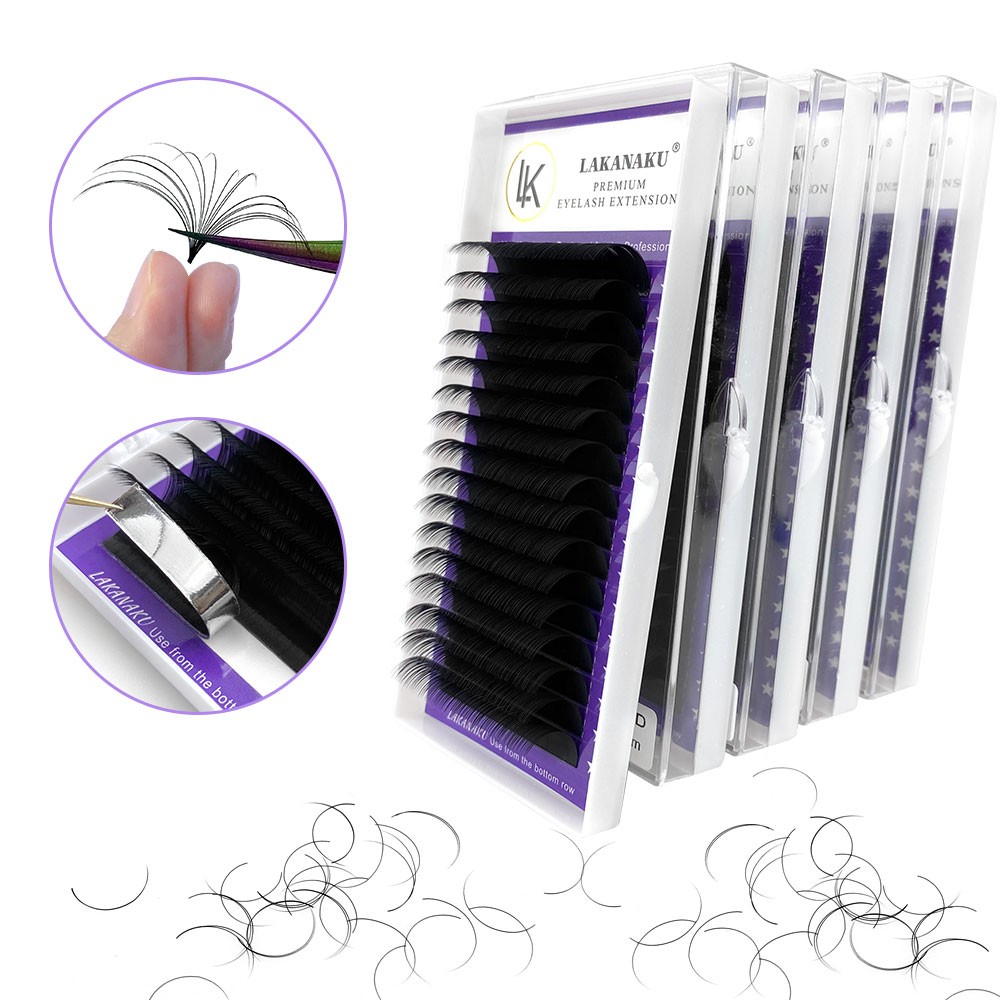 LAKANAKU Mink False Eyelashes Extension 10pcs/lot False Matte Individual Volume Eyelash Extensions Black Matte Eyelash