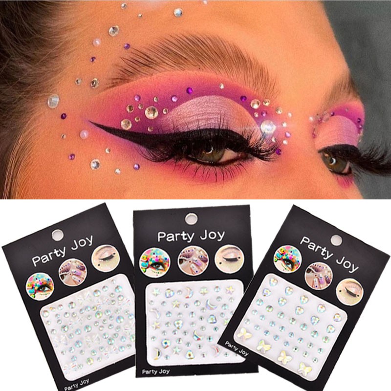 3D Diamond Eyeshadow Stickers Face Jewels Self Adhesive Face Body Eyebrow Diamond Nail Stickers Decals Decoration Photography