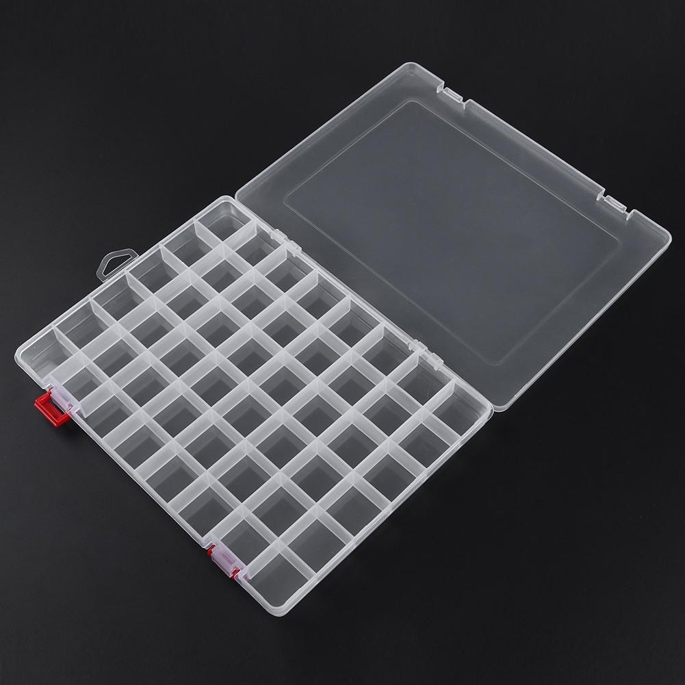 Rectangle Plastic Organizer 48 Compartment Storage Box Adjustable Pill Container Rings Jewelry Box Home Organizer