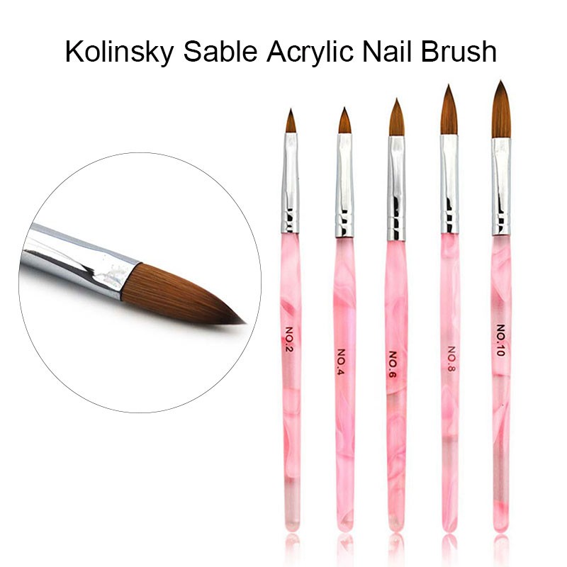 Acrylic Nail Brush Kolinsky Sable UV Nail Gel Crystal Nail Brush Painting Drawing Carving Dotting Pen DIY Nail Design Brushes