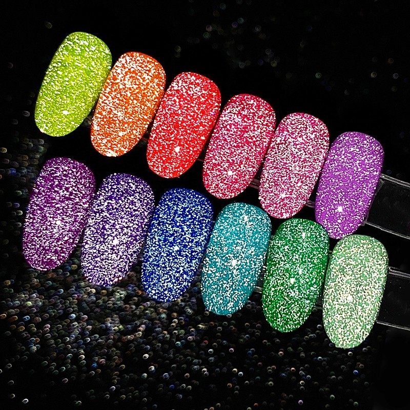 UR Sugar Fluorescent Reflective Gel Holographic Gel Nail Polish Shine Neon Glitter Semi Permanent Soak Off UV LED Nail Gel