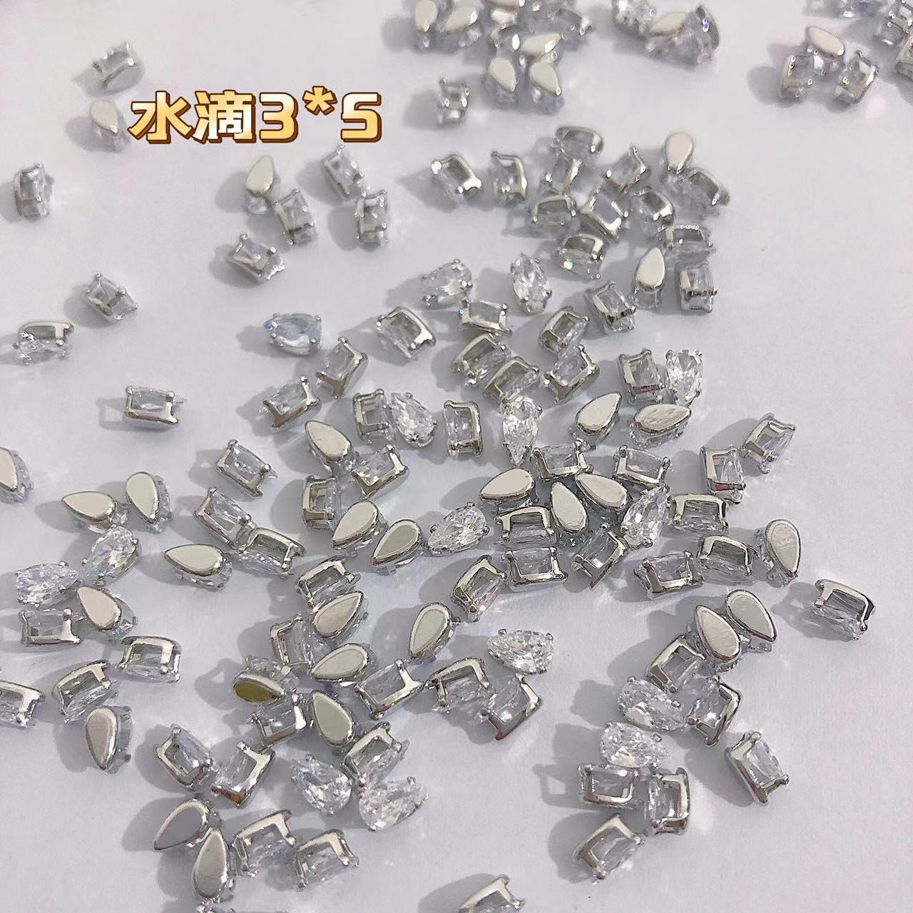 100PCS Claw diamond super flash water drop horse eye zircon jewelry new exquisite square crystal transparent open diamond