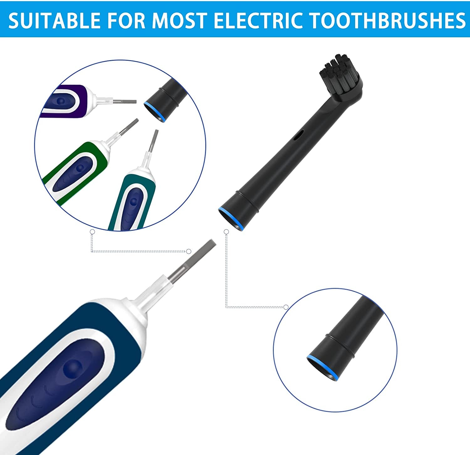 Electric Toothbrush Replacement Brush Heads Compatible with Oral B Toothbrush Precision Clean E-CO Bamboo Charcoal Bristles