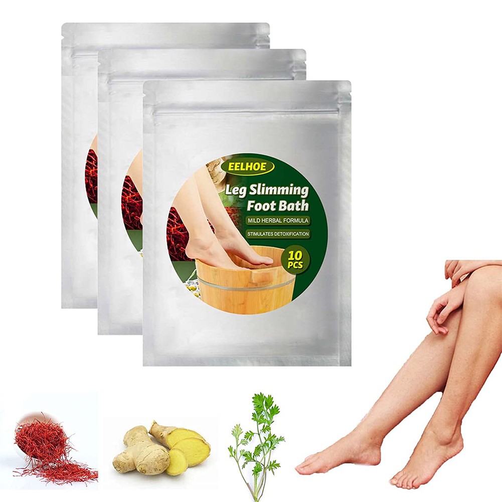 10pcs Natural Mugwort Ginger Herb Foot Soak Effervescent Powder Weight Loss Relax Foot Massage Bath Bag Health Care Help Sleep