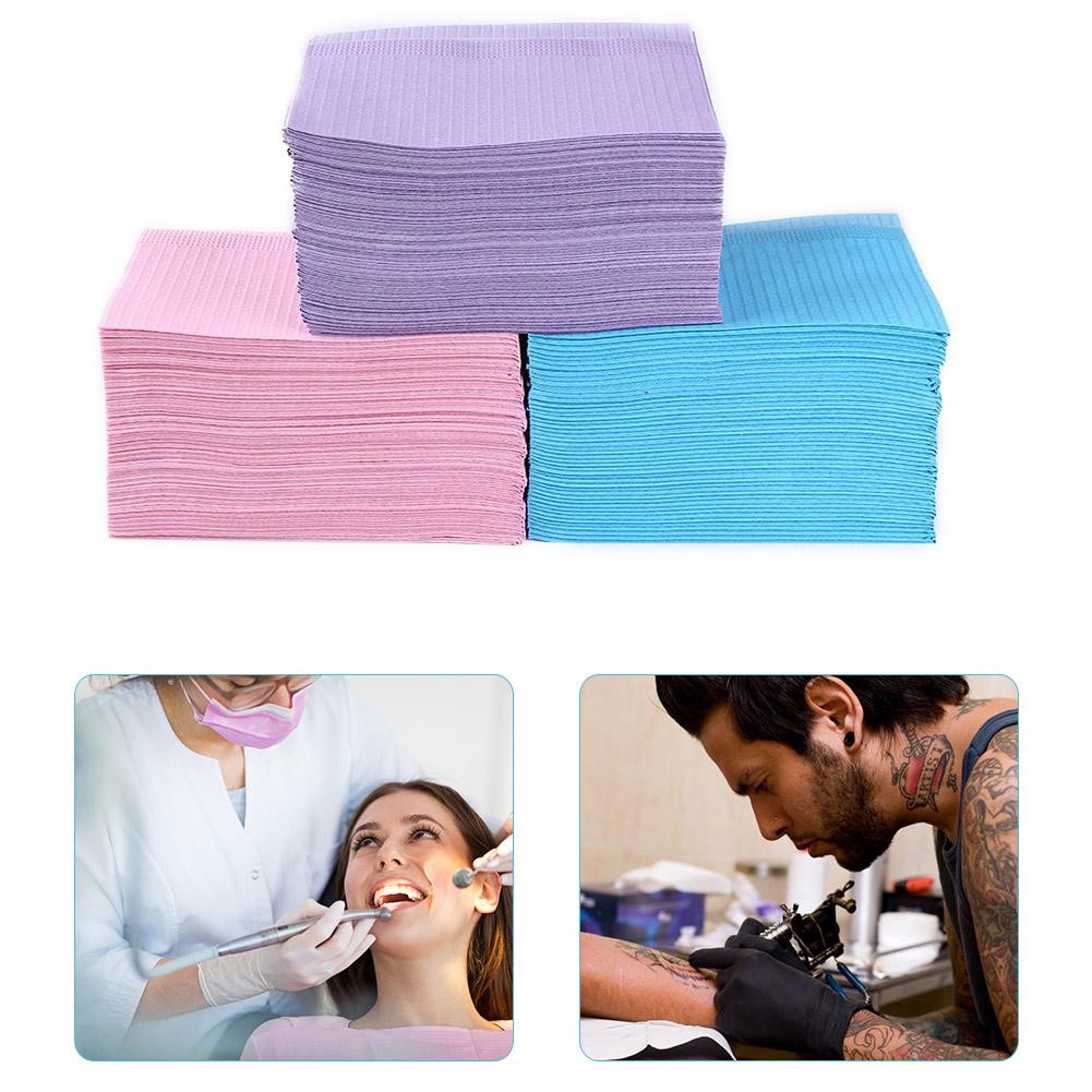 125pcs Disposable Waterproof Medical Paper Dental Hygiene Bib Napkin Wood Pulp Paper Dental Cleaning Paper