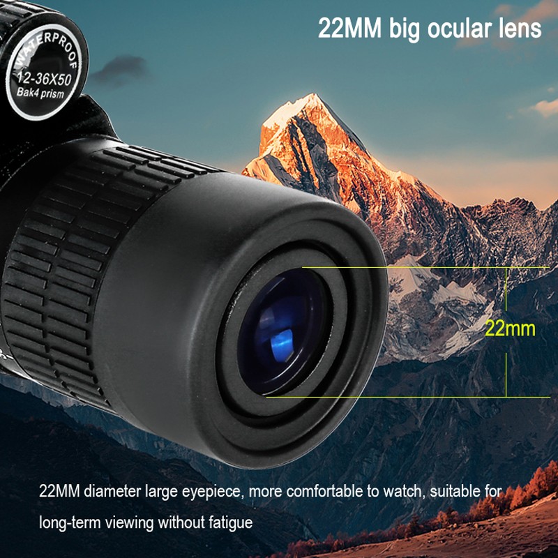 2021 Borwolf 12-36X50 Binoculars BAK4 Prism High Power Optical Lens Hunting Bird Monocular Light Night Vision Telescope