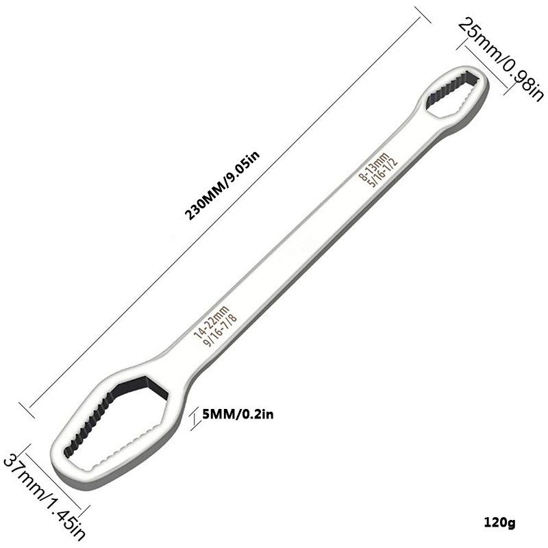 Universal Torx wrench double-headed self-tightening adjustable glasses wrench 8-22mm board both ends special shaped multi-purpose