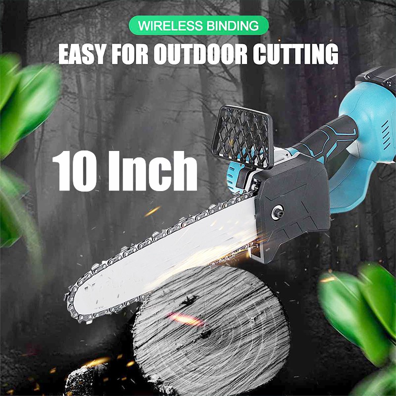 10 Inch Brushless Electric Chainsaw Tree Branch Garden Woodworking Power Tools 8 Inch Wood Cutter Log For Makita 18V Battery