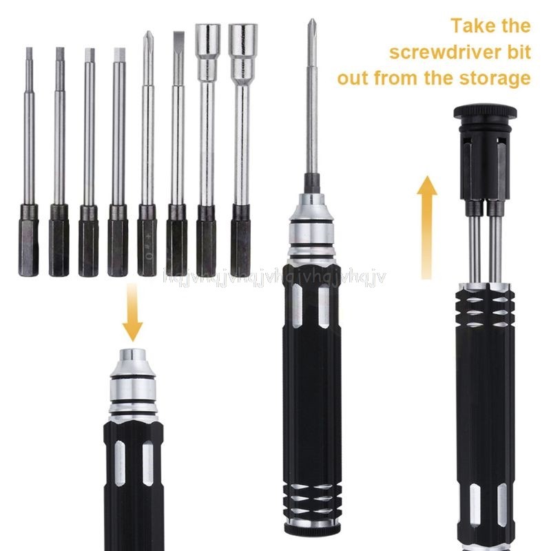 Steel 8 in 1 Screwdriver Set RC Repair Tool Kit Hexagon Socket for RC Car Drone Plane Hex Philips Screwdriver Socket Hexagonal N09 19