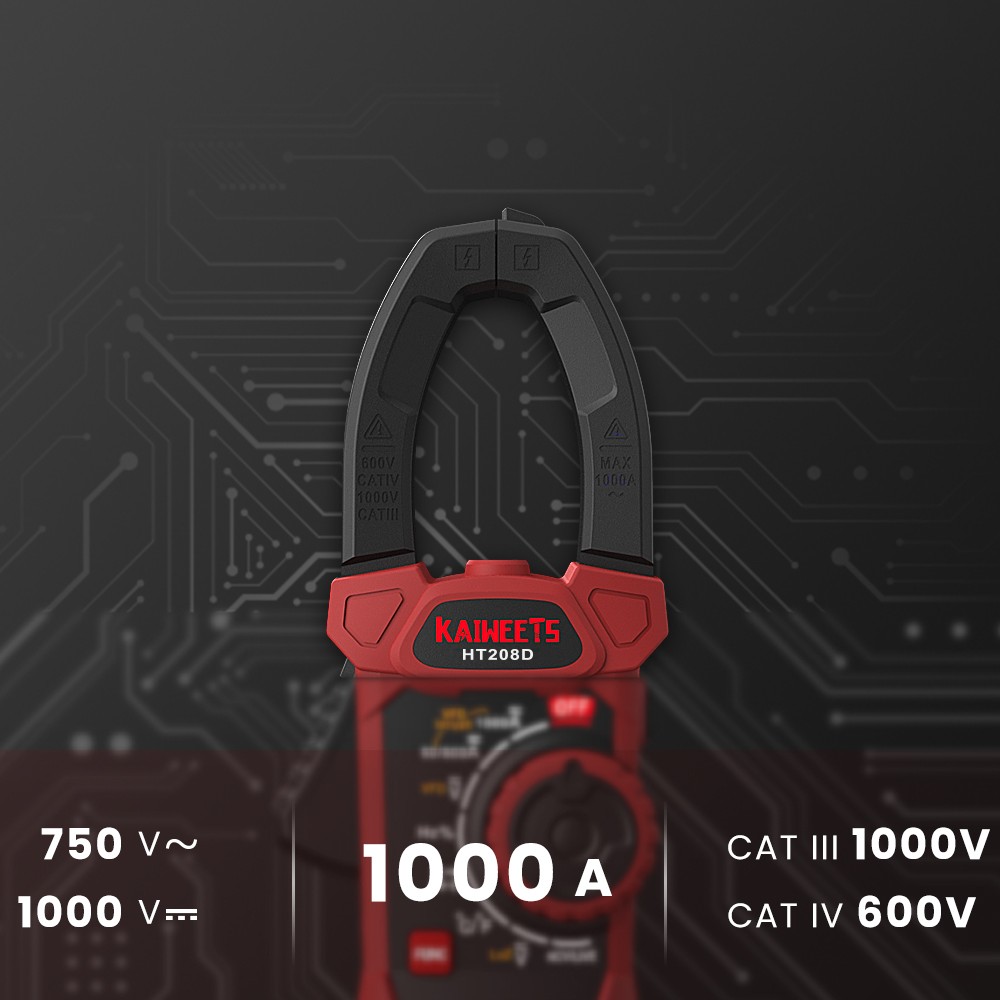 KAIWEETS HT208D AC Digital Clamp Meter Multimeter Pinza Amperimeter Correct RMS High Accuracy Capacitance Tester NCV Ohm