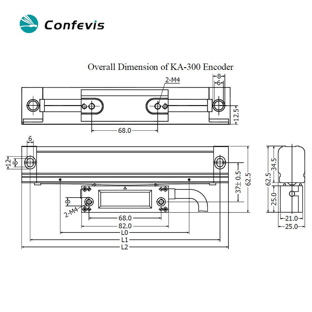 SINO KA300 Linear Scales Encoder High Precision Lathe/Milling Machine/Grinding Machine/Resolution 5um Length 70-1020mm